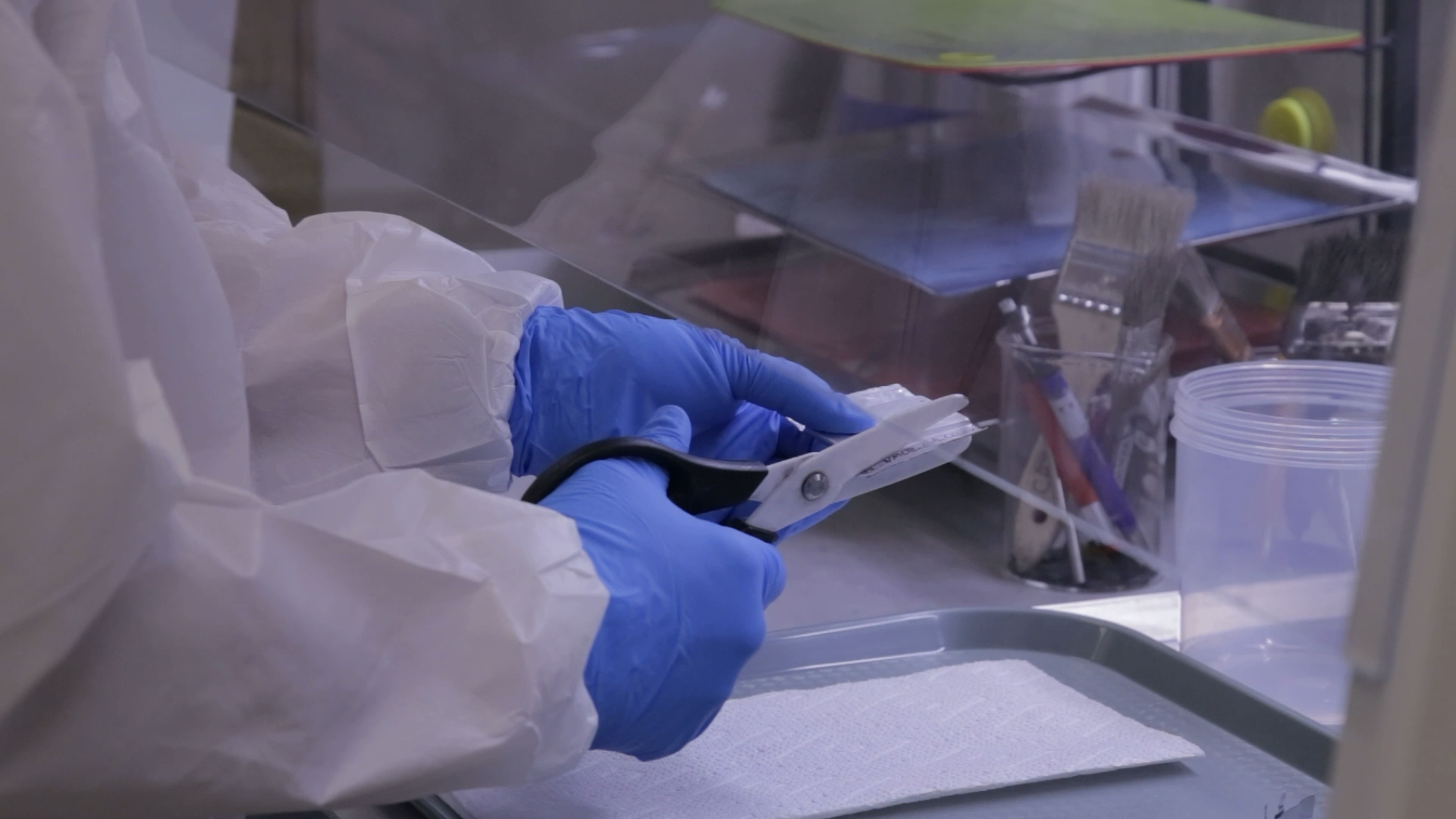 Close-up detail of precision cutting on a battery pouch cell